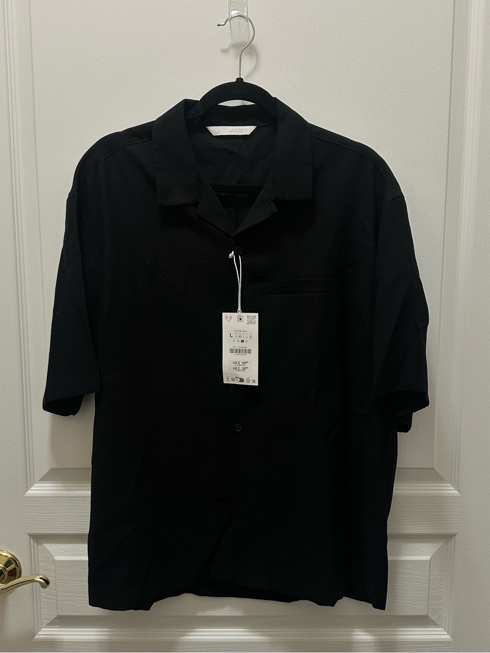 Zara Men's Black Short-Sleeve Button Shirt